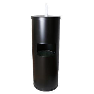 Black Stainless Steel Floor Stand Wipe Dispenser with Built-in Trash Can