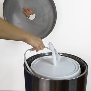 Black Stainless Steel Floor Stand Wipe Dispenser with Built-in Trash Can