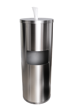 Stainless Steel Floor Stand Wipe Dispenser with Built-in Trash Can