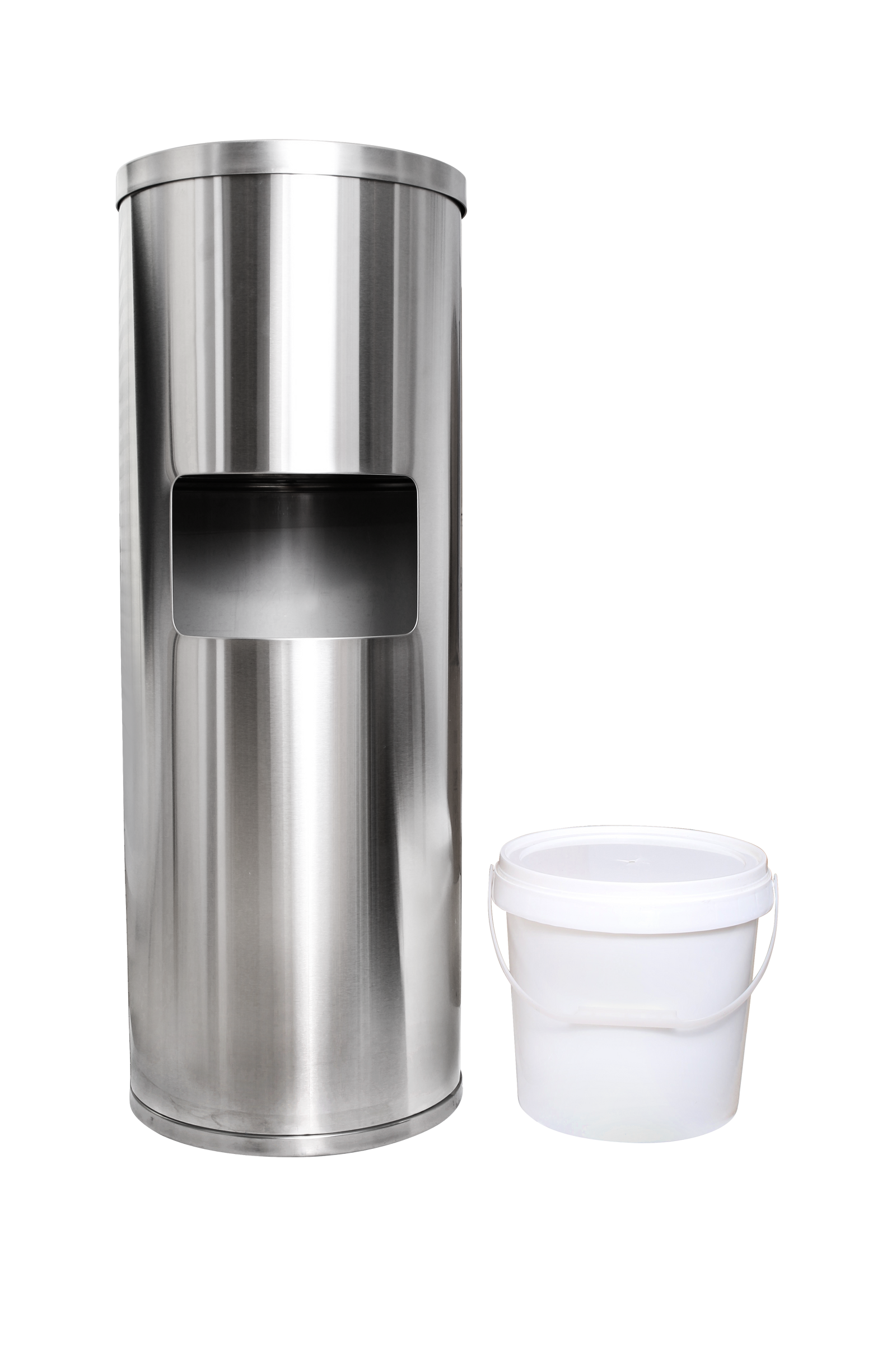 Stainless Steel Floor Stand Wipe Dispenser with Built-in Trash Can