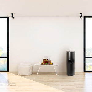 Black Stainless Steel Floor Stand Wipe Dispenser with Built-in Trash Can