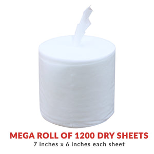 Dry Wipes Kit: 7200 Wipes (7" x 6"): Make Your Own Wet Wipes Using Your Preferred Cleaning Solution: 6 Mega Rolls + 4 Dispensing Buckets