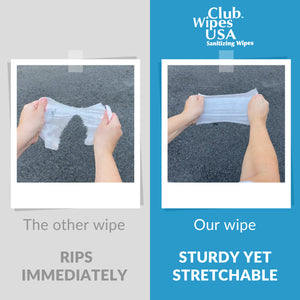 Club Wipes USA Sanitizing Wipes: 5000 Unscented Wipes (8" x 5"): 4 Refill Mega Rolls made in USA